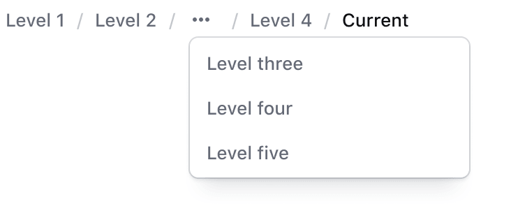Example of the spacing of used in a truncated menu